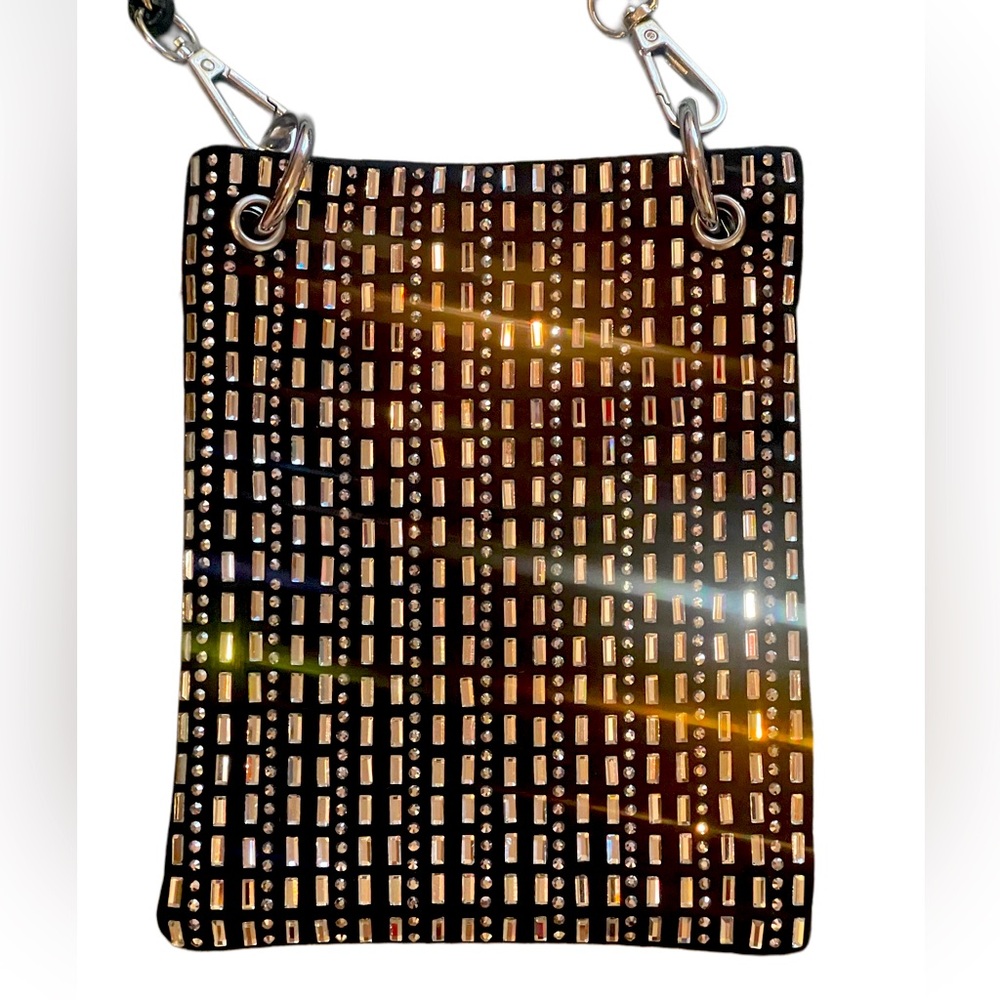 Small vegan leather crossbody purse w/ rhinestone details NWOT